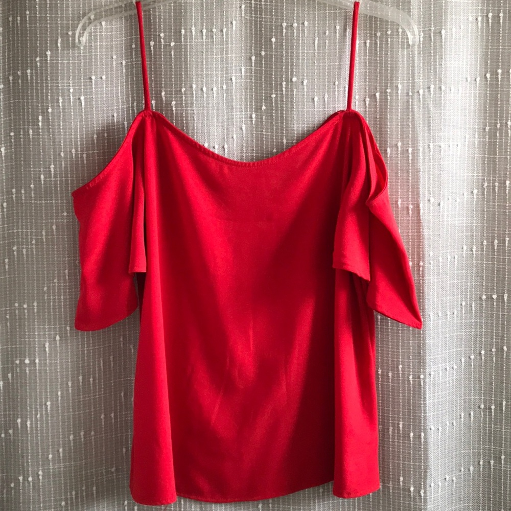 BP Red Cold Shoulder Top